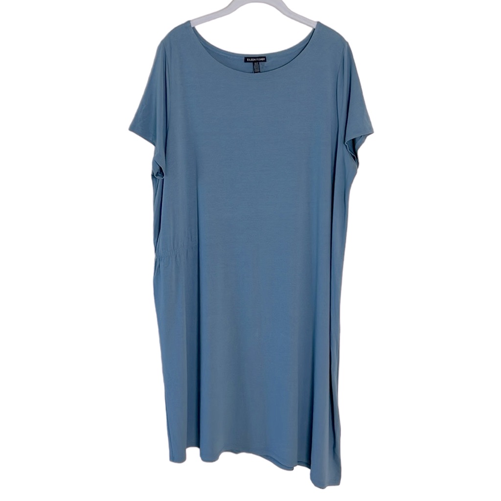 Eileen Fisher Side Ruched Relaxed Knit Dress Sz X L